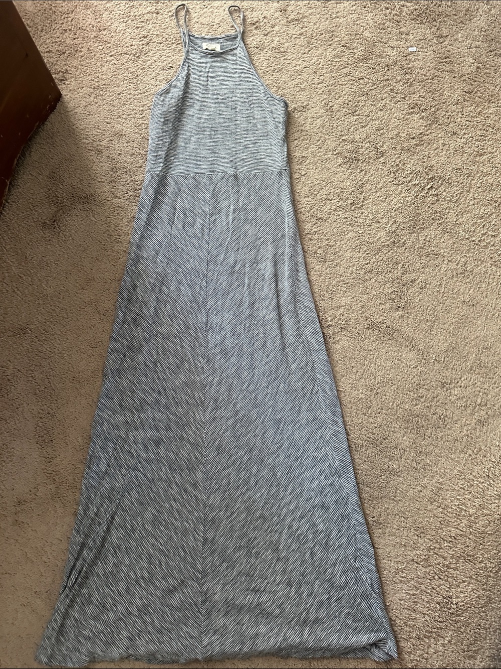 Lou and Grey (Loft) Subtle Stripe Halter Maxi Dress - Lightweight Summer Style